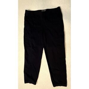 Eddie Bauer Women's Pull-on Pants Black Cotton Stretch Elastic Waist Size 12